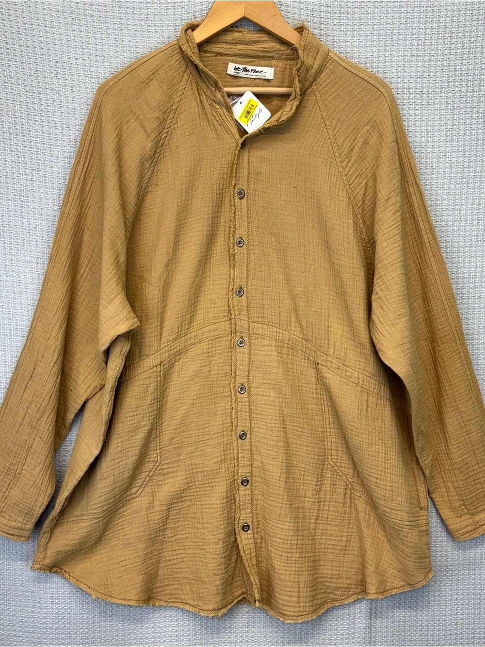 NWT Free People We The Free Summer Daydream Buttondown Gauze Beige Large Boho